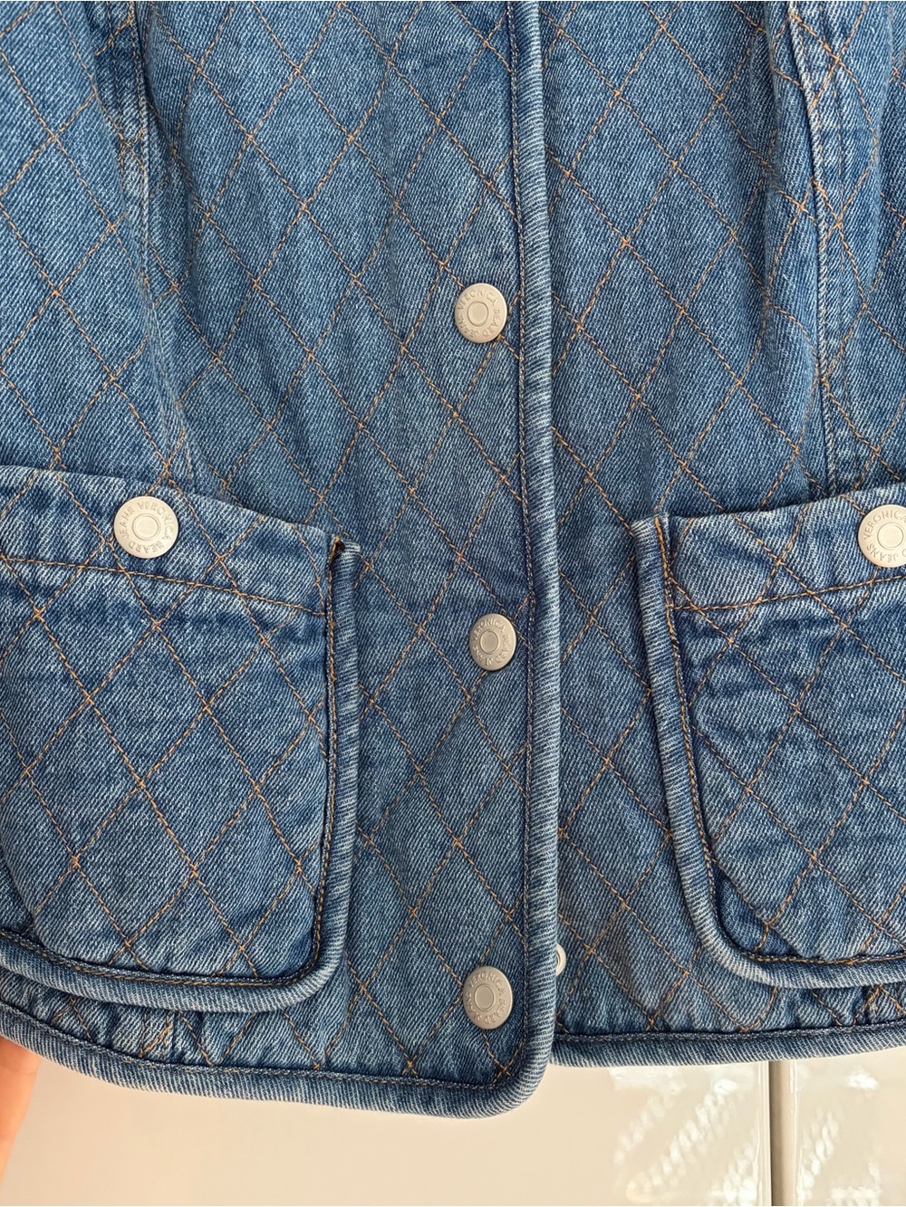 Veronica Beard Quilted Denim Jacket with Puff Shoulders - Picture 2 of 8